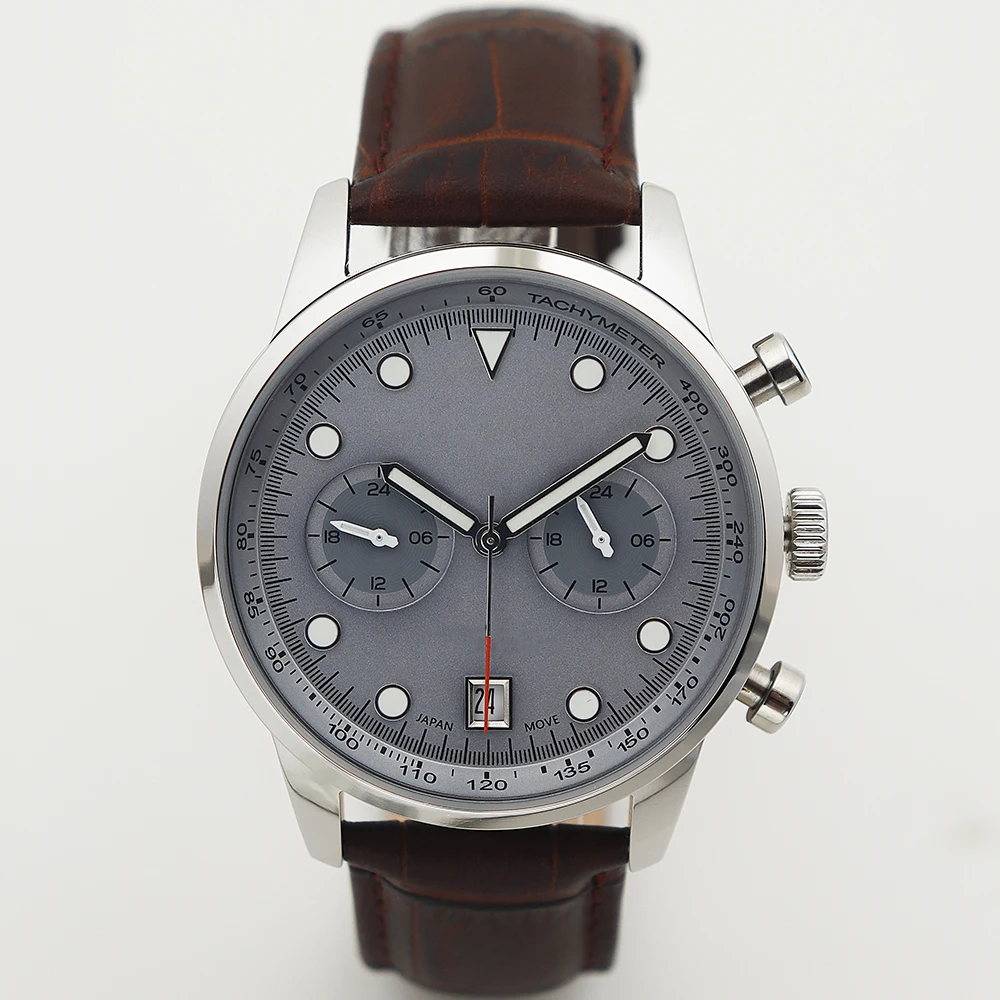 Swiss super luminous 5ATM waterproof genuine leather Japanese movement man high quality 316L stainless steel watch