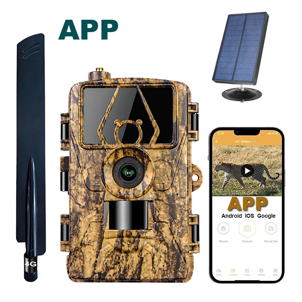 Outdoor Waterproof 8K 60Mp Full Hd Cellular Solar Panel Hunting Camara 4G Lte Trail Camera Wildlife Camera Cellular