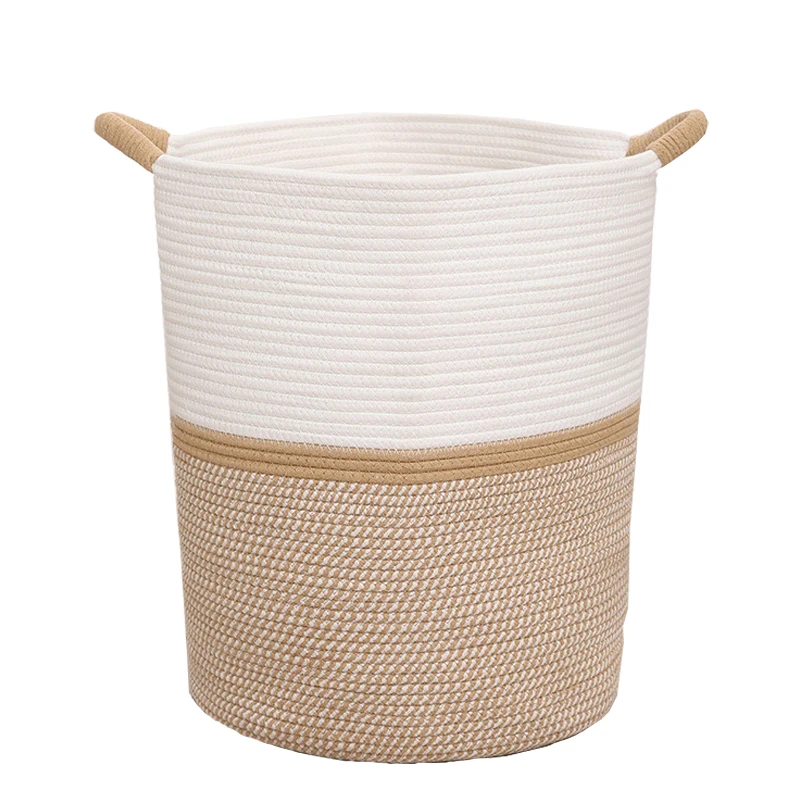 2023 Hot Sale Custom Eco Friendly Thicken Soft Foldable Basket Cotton Laundry Basket Woven For Bathroom
