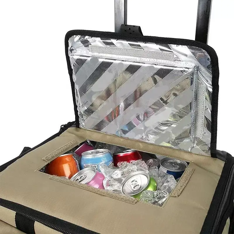 Custom Foldable foldable grocery shopping bag with wheels Insulated cooler trolley bag