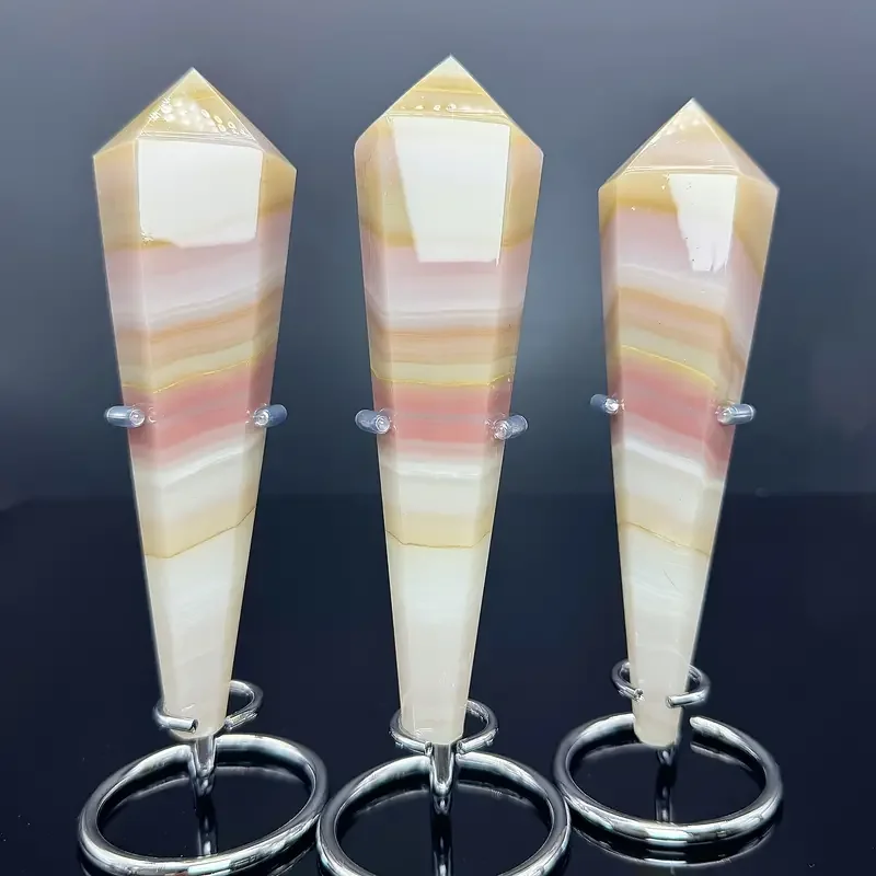 Fanshi Wholesale High Quality Natural  Seven Color Jade Wand Polished Colorful Jade Tower Healing Stone Point Crystal Crafts