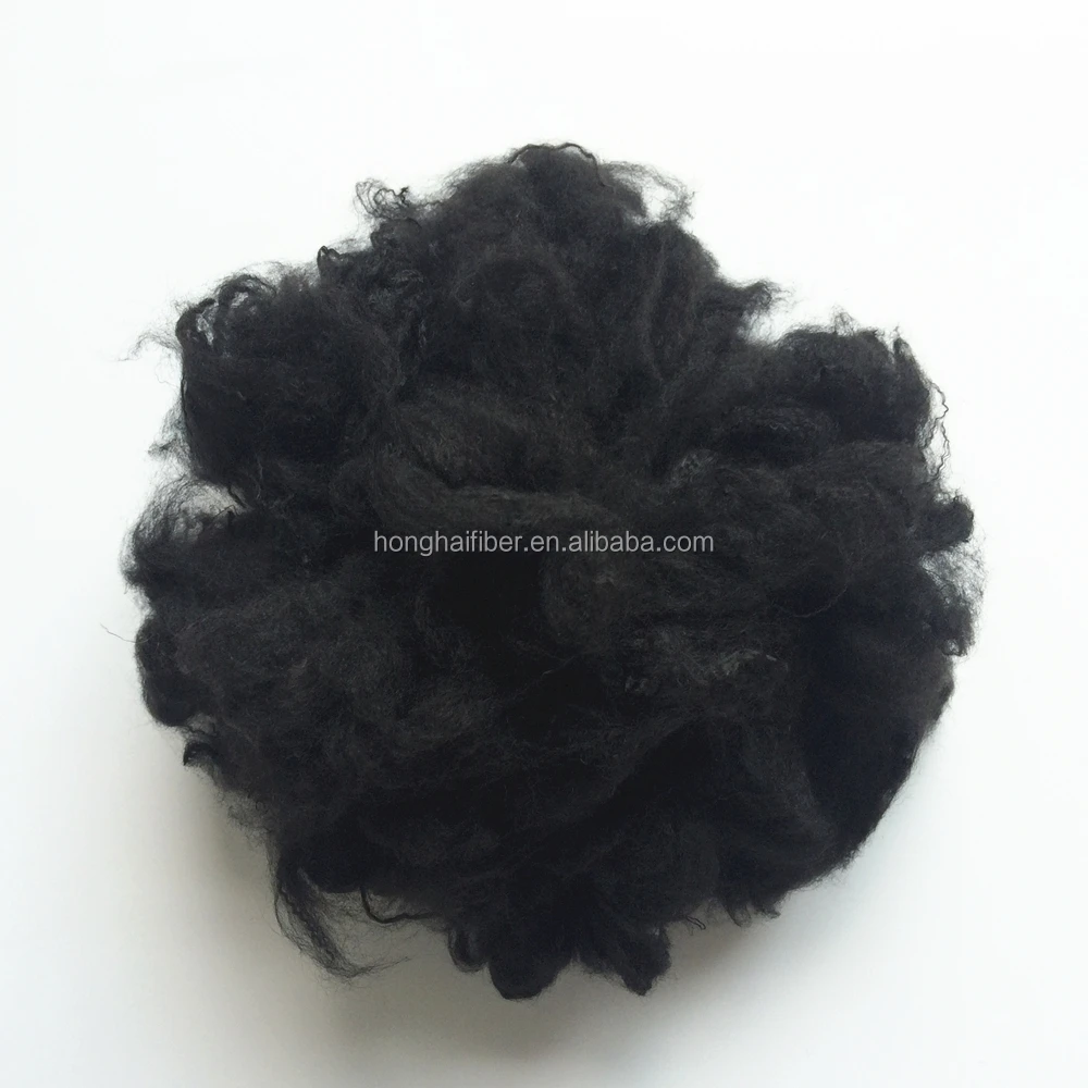 Recycled Good quality PSF 60DX64mm Polyester Fiber Black