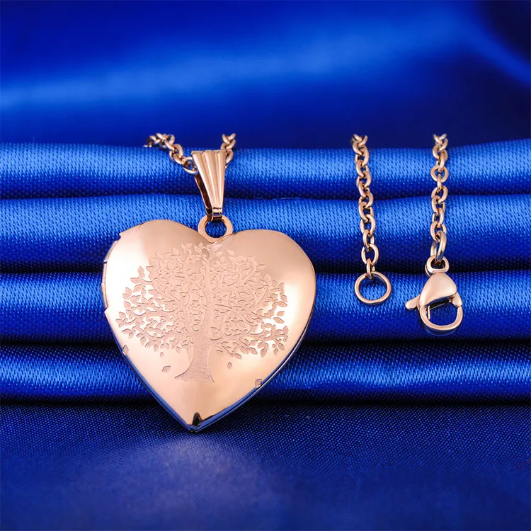 picture necklace pendant jewelry stainless steel tree of life photo locket