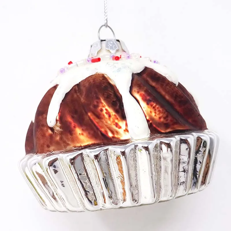 Wholesale custom handlown glass ornament designer sweet cream cake pendant