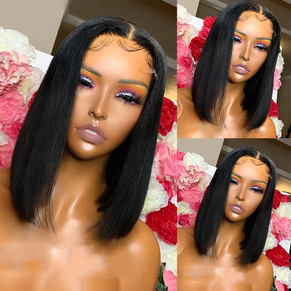Cheap Bob Transparent Hd Lace Human Hair Wig,8-14inch Mink Brazilian Hair Short Wig,4x4 Closure Short Bob Wigs For Black Women