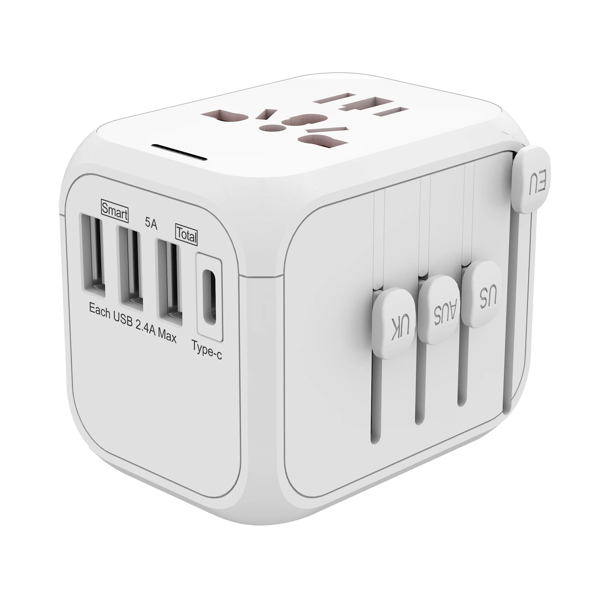 Дорожное зарядное устройство с 4 USB-портами и вилкой Стандарта ЕС и Великобритании