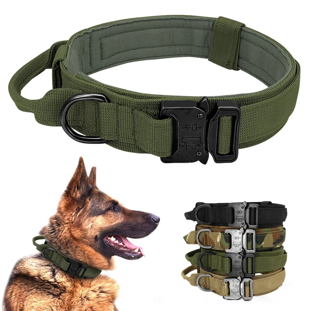 Outdoor Heavy Duty Adjustable Tactical Wide Dog Collar With Metal Buckle For Medium and Large Dog