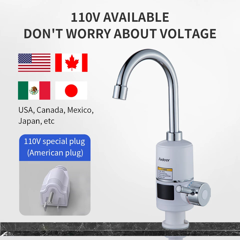 Bathroom Kitchen 110V 3000W Electric Instant Heating Rapid Hot And Cold Water Faucets Tap Water Faucets With Digital Display