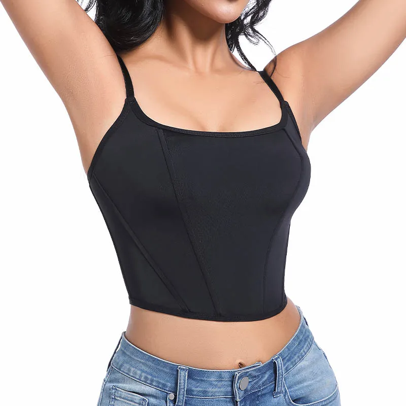 Going Out Party Bodyshaper Crop Top Overbust Black Vintage Corset Plus Size  Zip Back Bustier Plus Size Corset Tops for Women