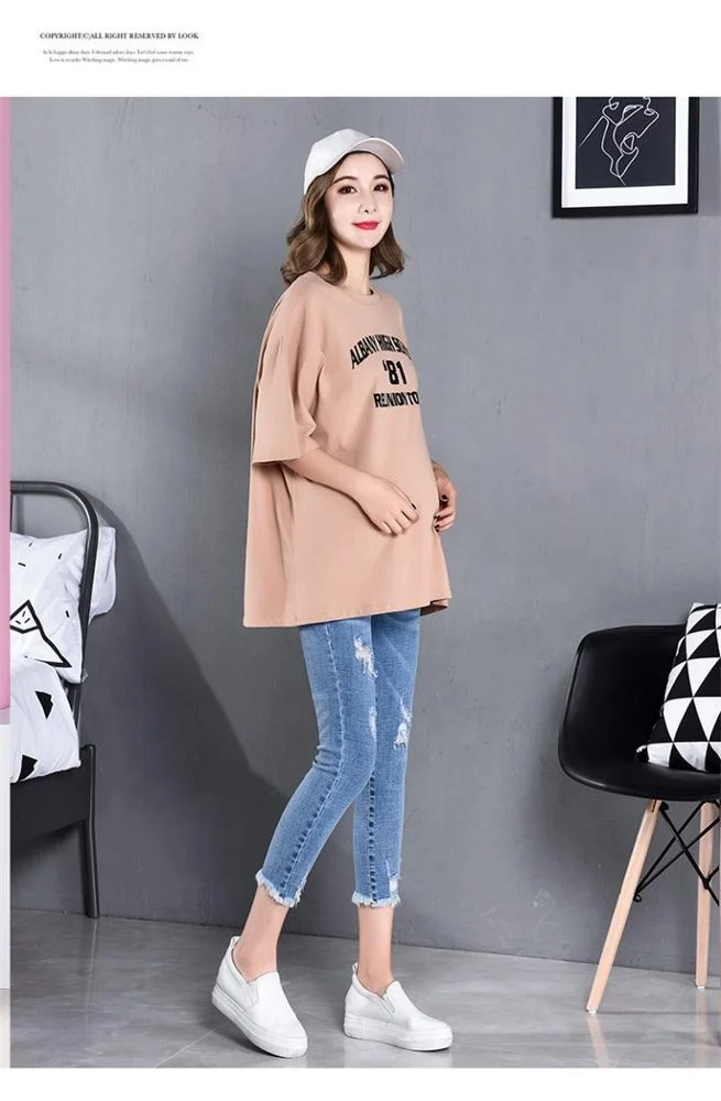 
7/10 Length Summer Autumn Fashion Maternity Jeans High Waist Belly Skinny Pencil Pants Clothes for Women Pregnancy 