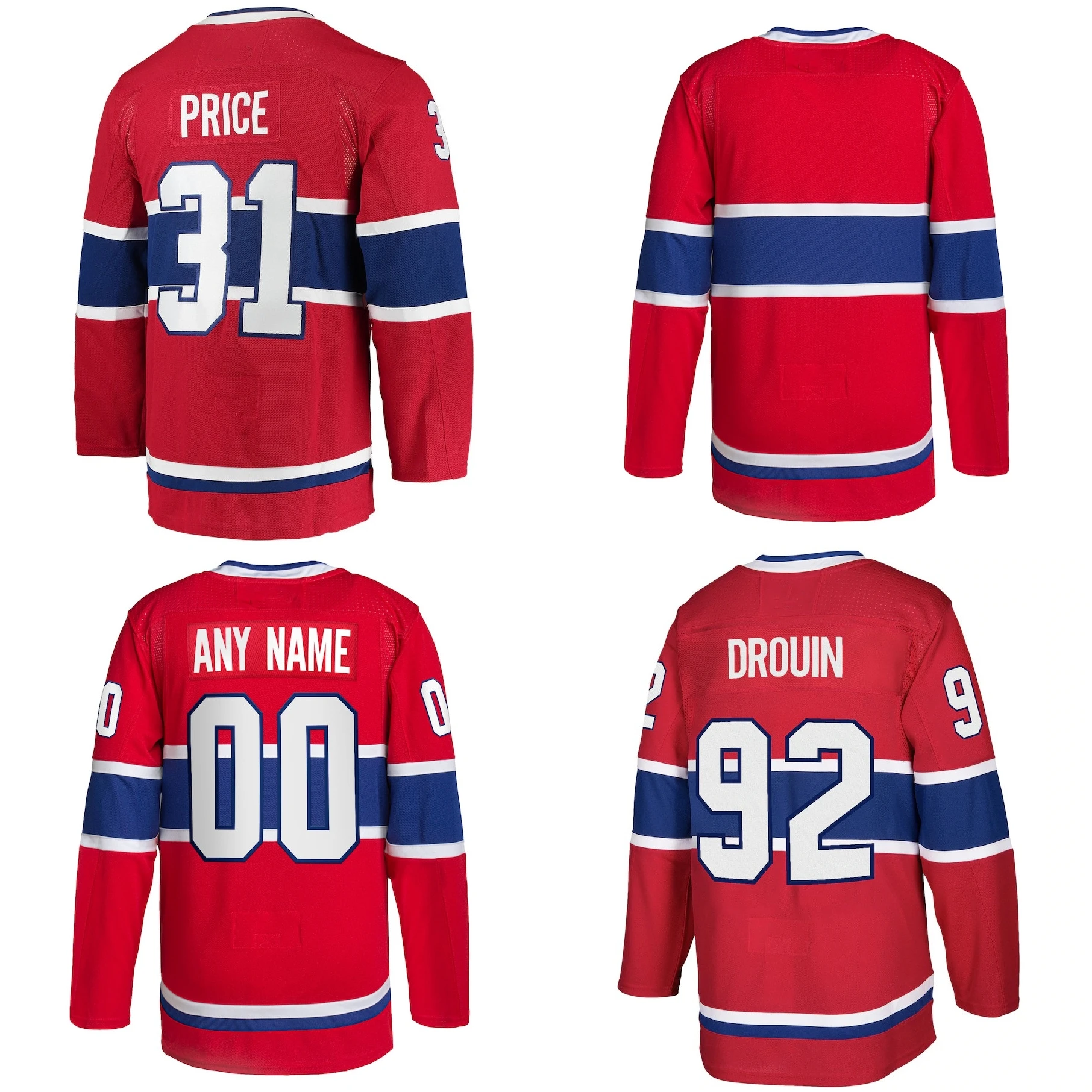 Custom Ice Hockey Jerseys Canadiens Carey Price Jersey #31 Jonathan Drouin # 92 Stitched Blank Uniform Wear Men Tops Wholesale