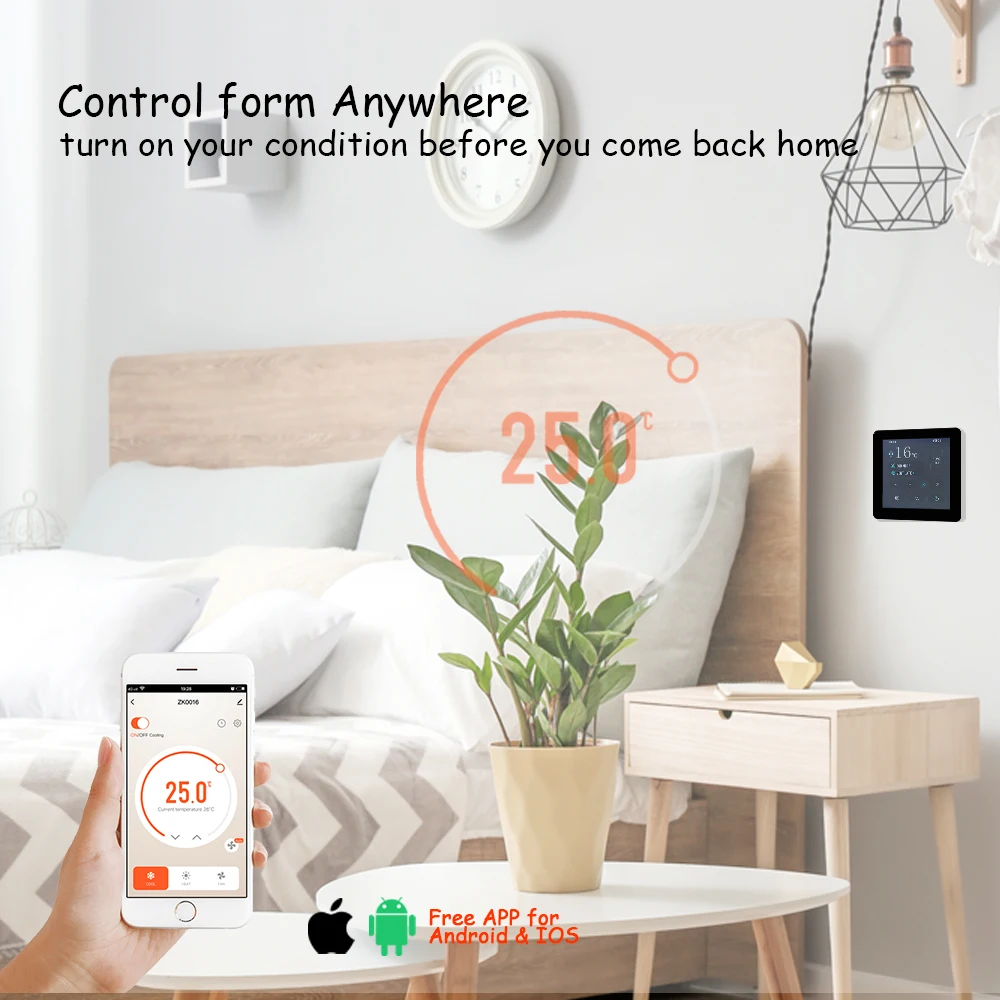 Home Fan Coil System Temperature Control Touch Screen Room Smart WiFi Thermostat