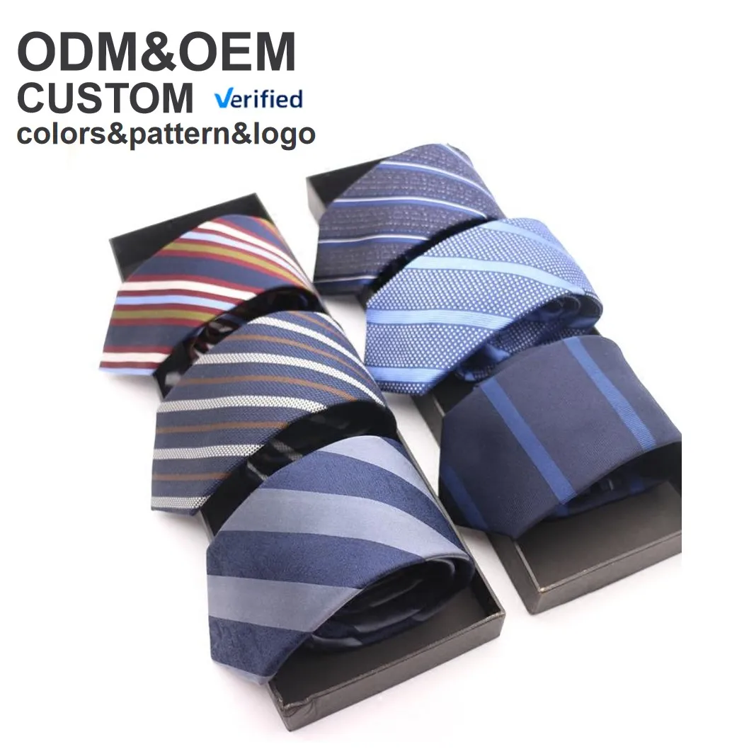 Новейший 2024 мужской галстук в классическом деловом стиле 100% шелковый из микрофибры Тканый Жаккардовый Полосатый Узор Галстук