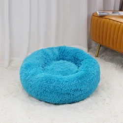Relaxlines small dog waterproof plush bed pet kennel soft and comfortable cat and dog bed round donut dog bed