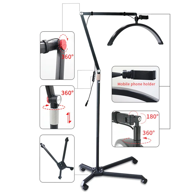 Half Moon Light Professional Lash Light for Eyelash Tech with Foldable Lamp Design Eyelash LED Floor Light