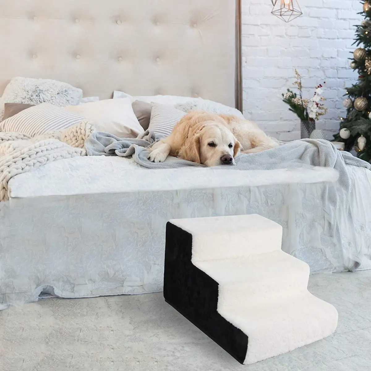 Pawise Wholesale High Quality Indoor Bed Sofa Dog Stairs Zipper Design Washable 3 Tier Pet Dog Step Stairs With Anti-slip Bottom