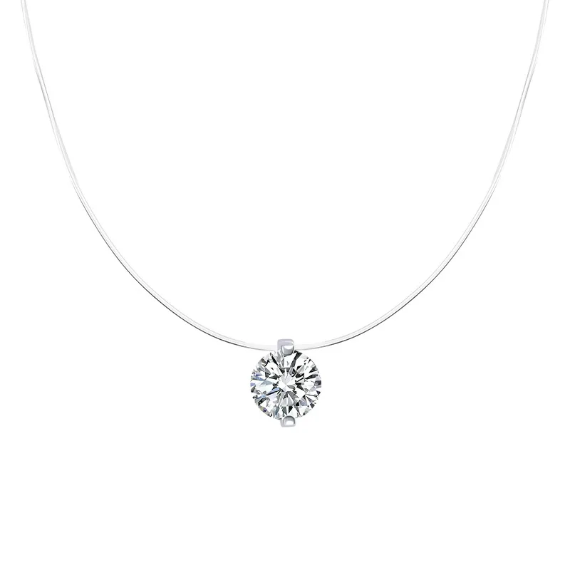 Zircon Pendant Shiny Choker Necklaces for Women Fishline Necklace Jewelry Transparent Invisible Line Fashion