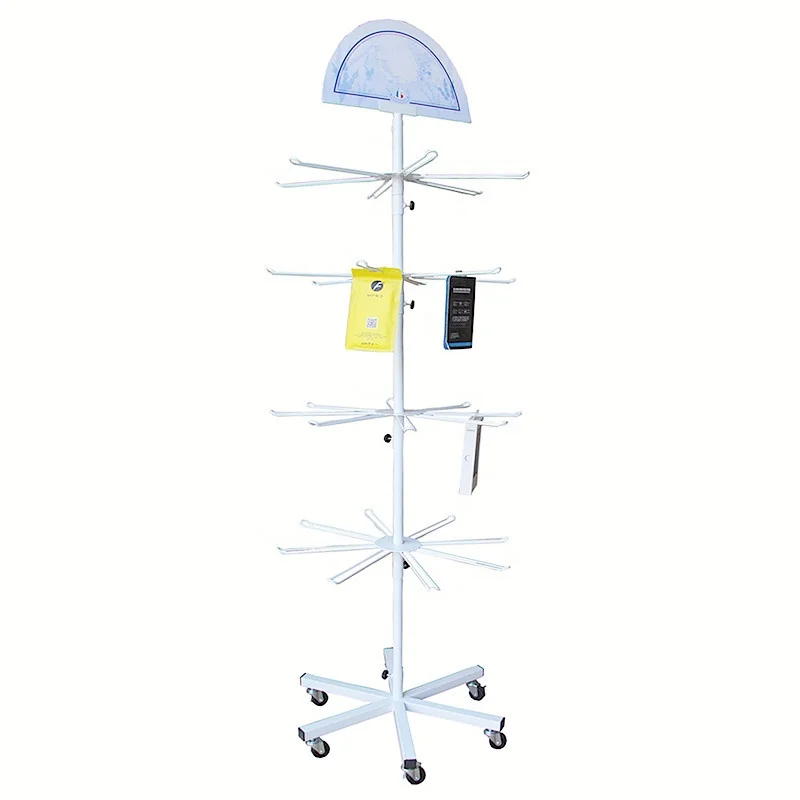 New Store Spinner Display Rack Hook Jewelry Key Chain Toys Stationery Phone Accessories Metal Rotating Display Stand
