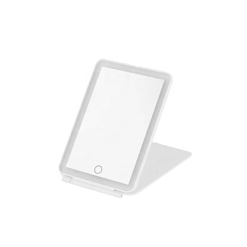 LED Foldable Table Mirror 1X Rechargeable Travel Makeup Mirror Portable Lighted Beauty Mirror