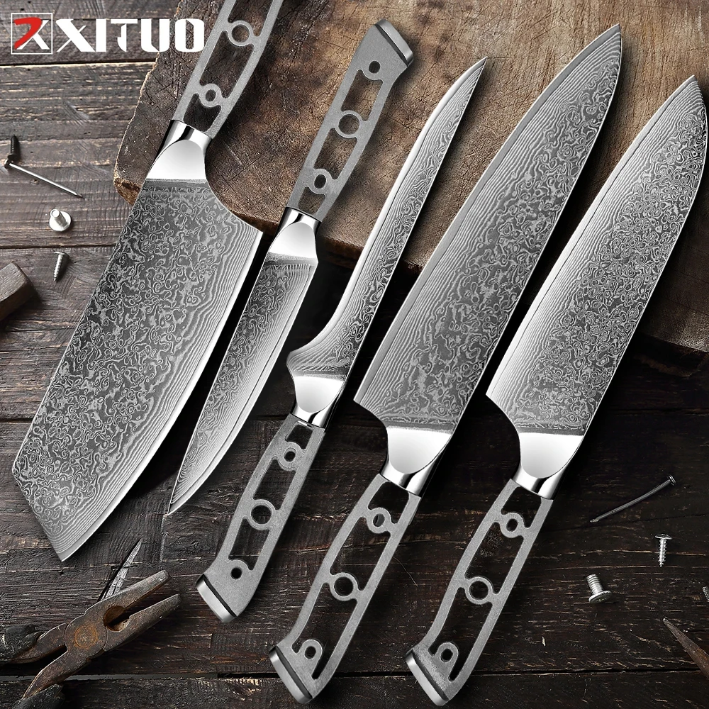 XITUO Handmade DIY Blades Damascus Steel Kitchen Knife Blank Blade 67 Layers VG10 Sharp Tool Personalized custom DIY knife