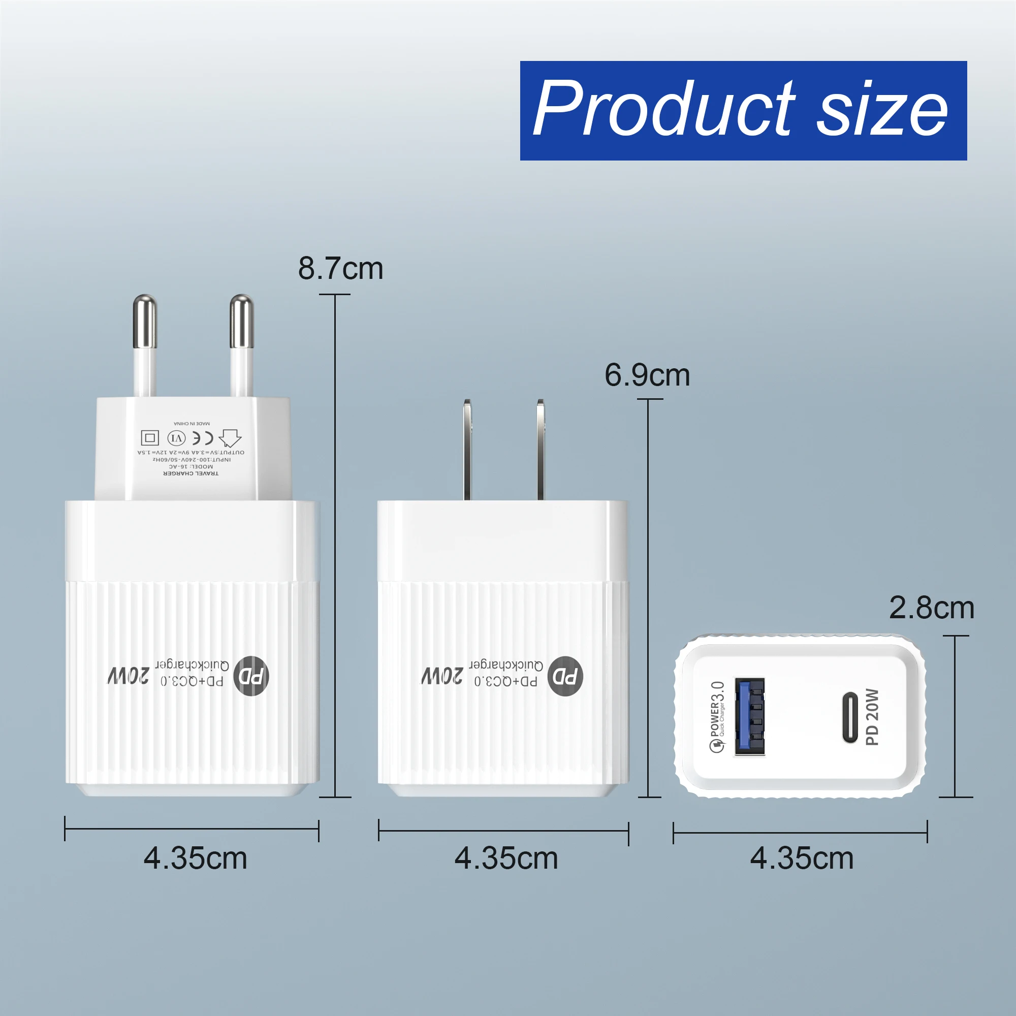 OEM fast charging QC3.0 20W Dual port USB C+A Type C phone Pd wall Charger For Iphone 13 Pro Max