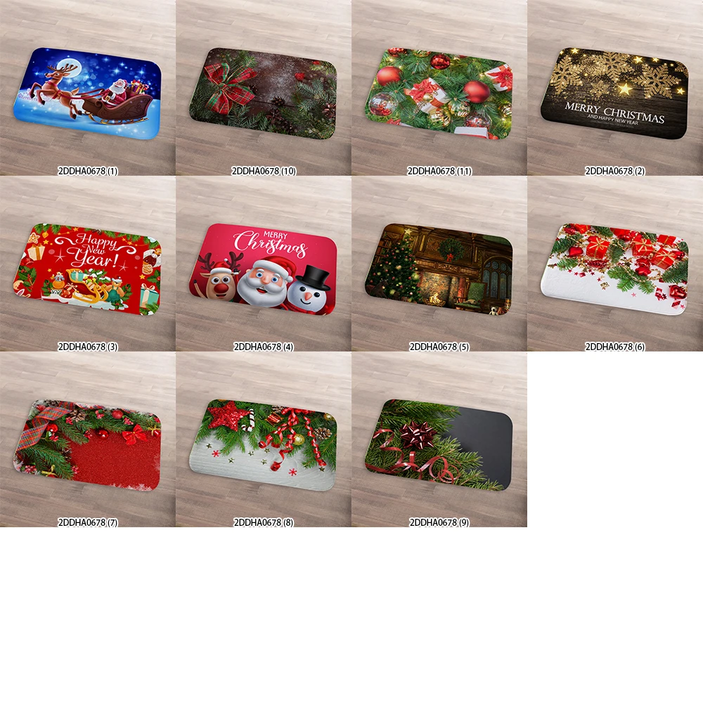 2022 Cheap Blank Doormat Santa Claus 40X60 Cm Polyester Absorbent Rug Carpet Christmas Bell Mats Floor