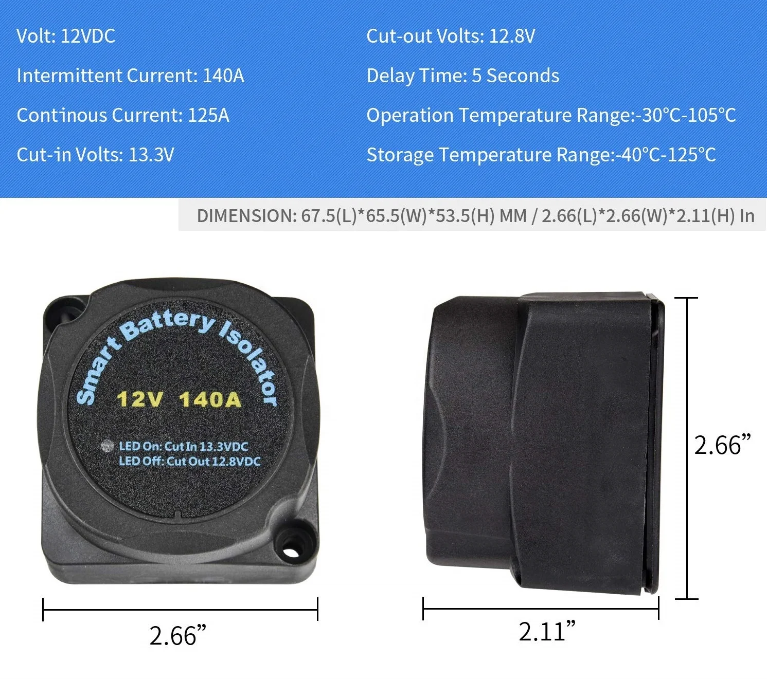 Automotive  car Battery Disconnect Isolator Switch 12V 24V 100A 200A 12V 140A for  Sensitive Relay VSR Double Battery Automatic