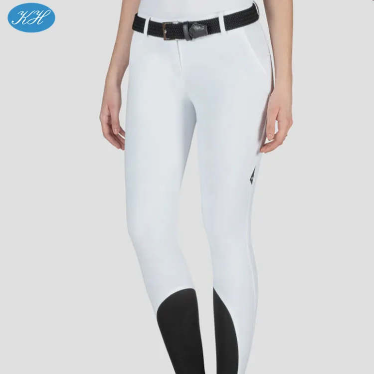 Latest design custom horse riding pants jodphurs white knee patch silicone grip equestrian breeches