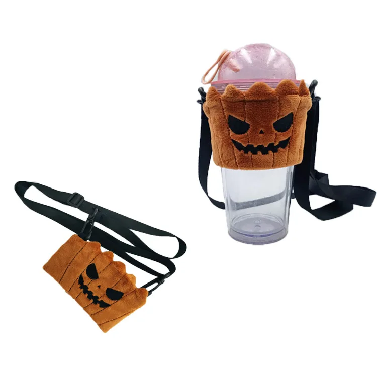 Creative Plush Coffee Cup Carrier Cover with Handle Animal Shape Cup Sleeve Custom for Travel Outdoor Activity