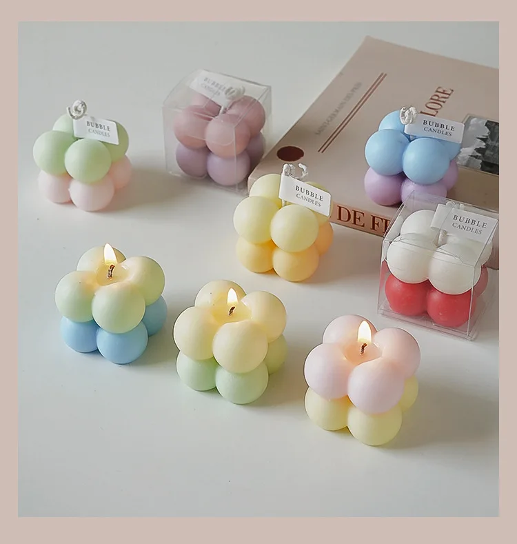 Wholesale Small Bubble Cube Candle Cute Mini Scented Candles Home Decor