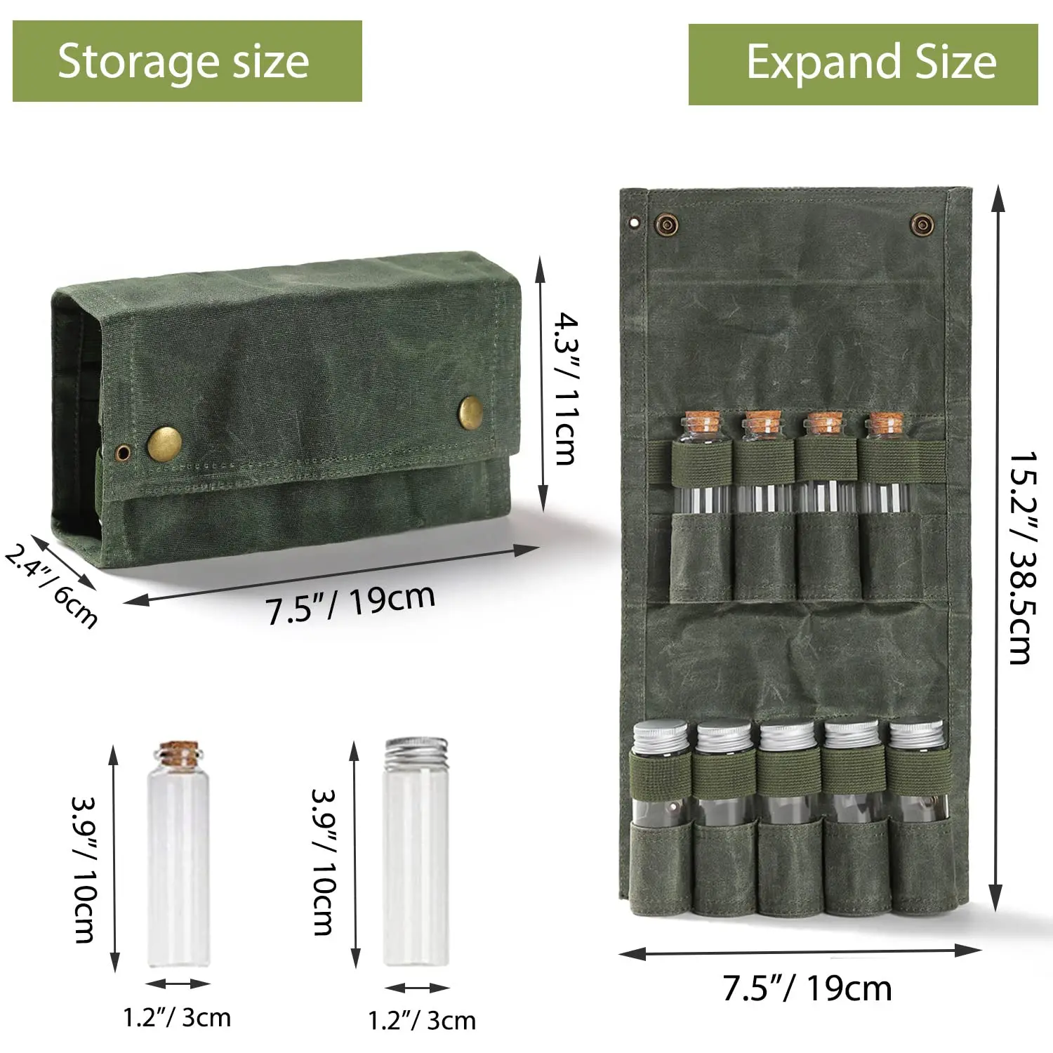 Reihey Outdoor glass spice jar set 9 spice jars with portable spice bag kit