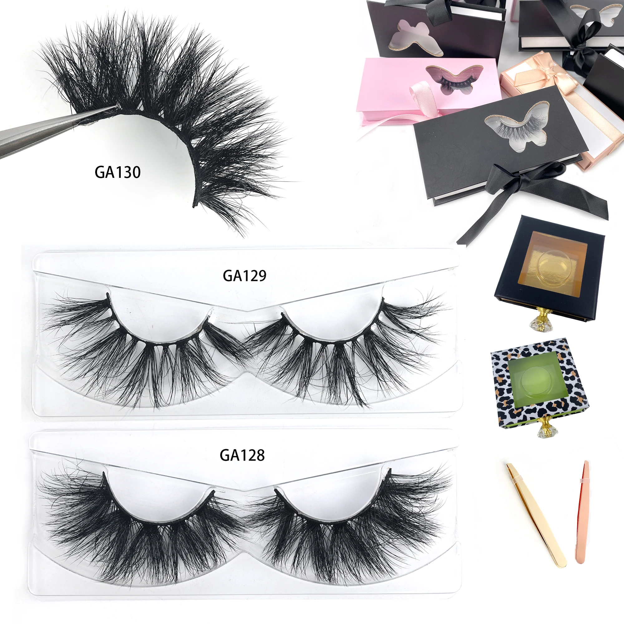 Glueless 8-18mm fibre lashes with customized packaging 3d lashes private label faux false mink eyelash