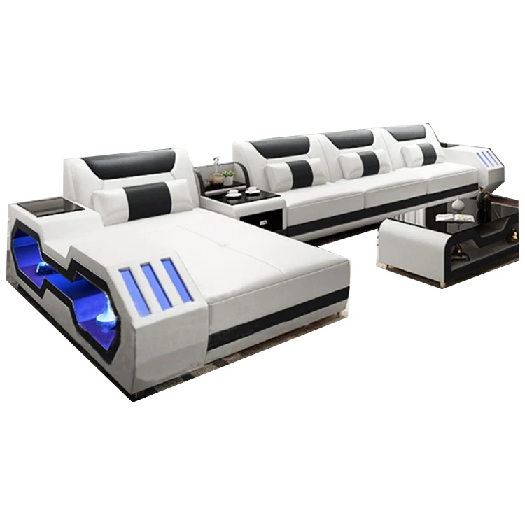 Multifunctional Modern L Shape Sectional Genuine Leather Sofa Set Furniture Couch Living Room Sofas