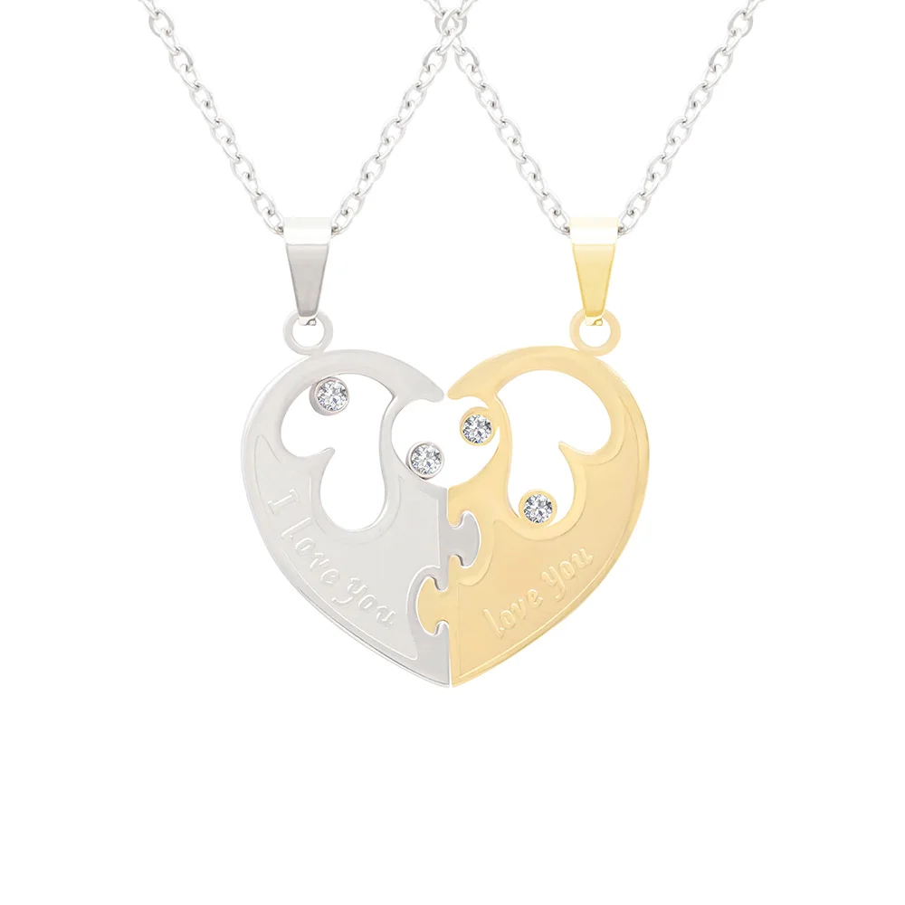 Rushed Fantastic Creative Colorfast Lover Best Friend Gift Dockable Women Men Heart Stainless Steel Necklace For Couple