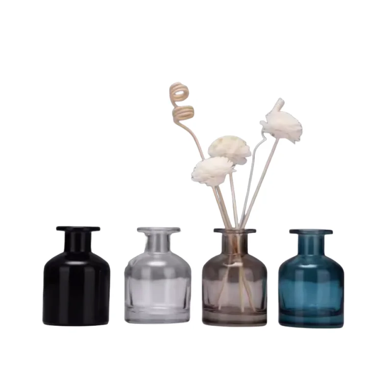 wholesale luxury popular frosted white black 150ml home fragrance bottles empty reed diffuser glass with Lid