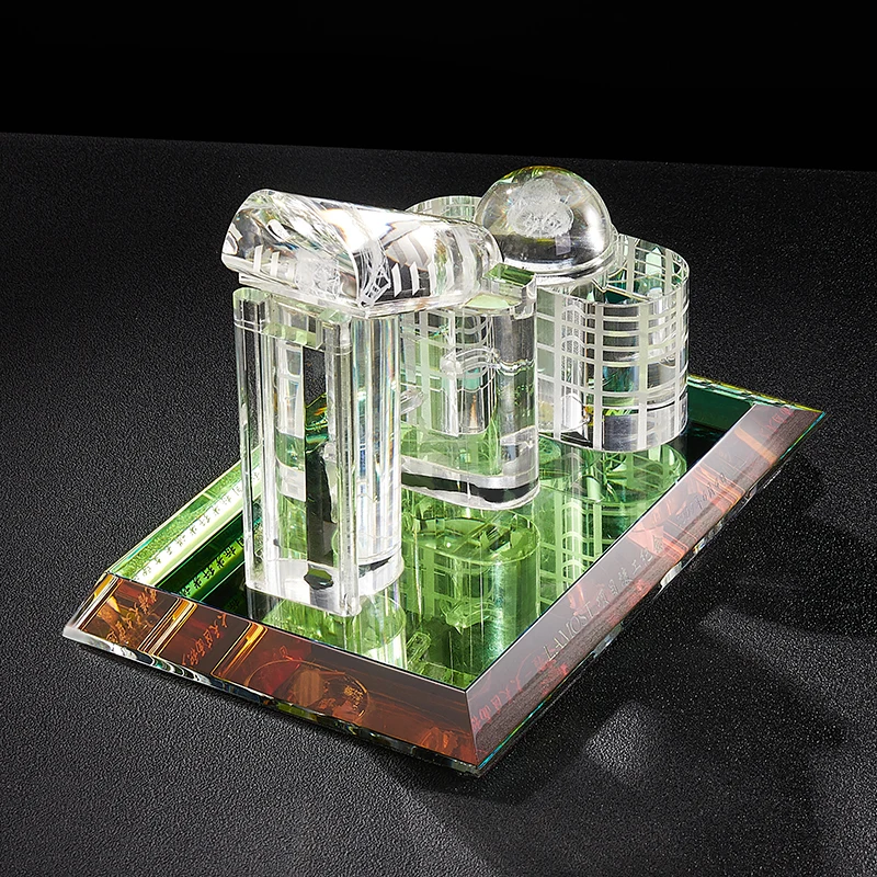 
Customized Hand Make Building Model High Quality Colorful Vivid 3D Famous Optical Glass Crystal Scale Building Model 
