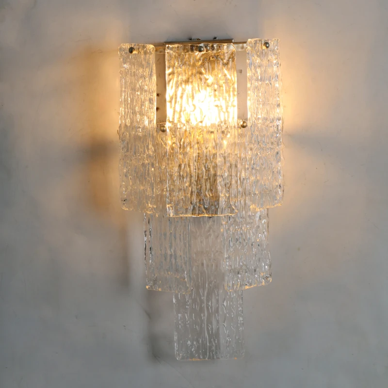 Novelties Italy Style Luxury Copper Brass Crystal Leaf Shape Mounted Wall Sconce Lamp For Bedroom Living Room Bar Hotel Decor