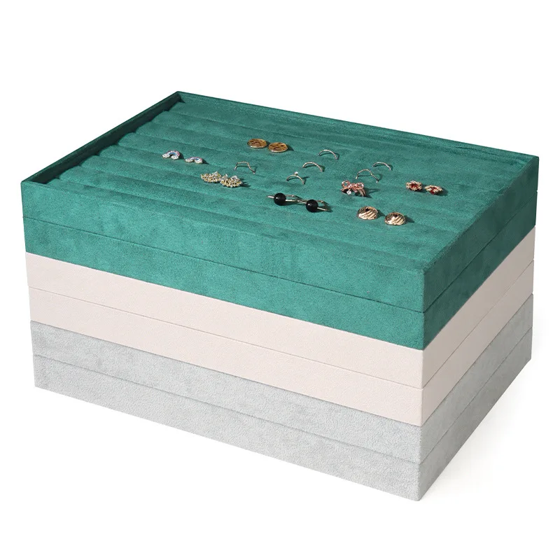 High-capacity jewelry organizer service trays ring collected jewelry display tray velvet Ring bracelet trays