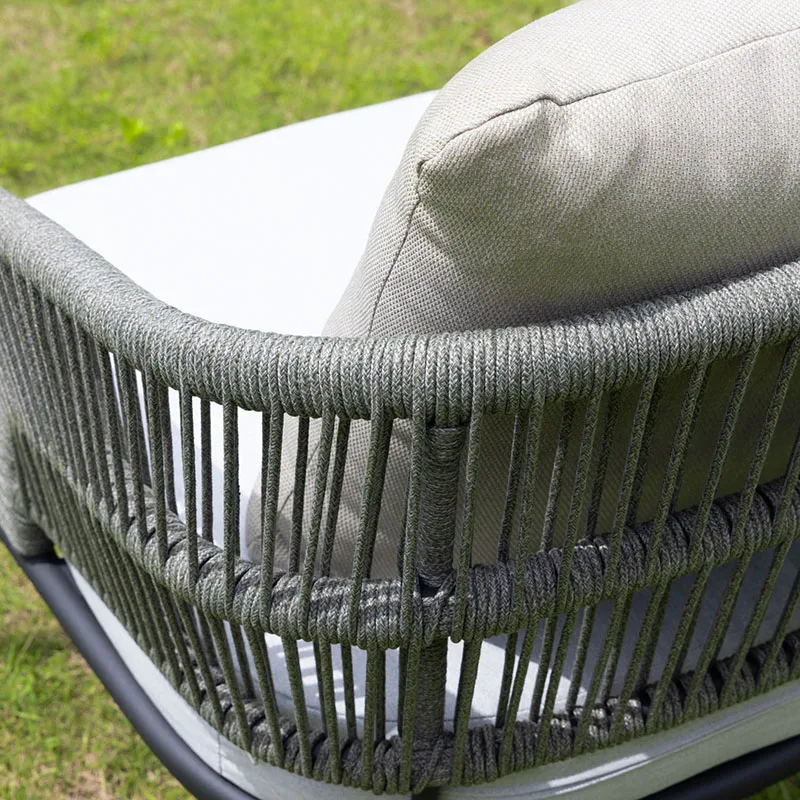 Luxury outdoor lounge chair garden furniture weaving rope chair