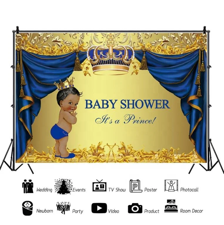 7x5ft   Royal Curtain Baby Shower Photography Background Vinyl Princess Baby Shower It's A Prince Banner Backdrops