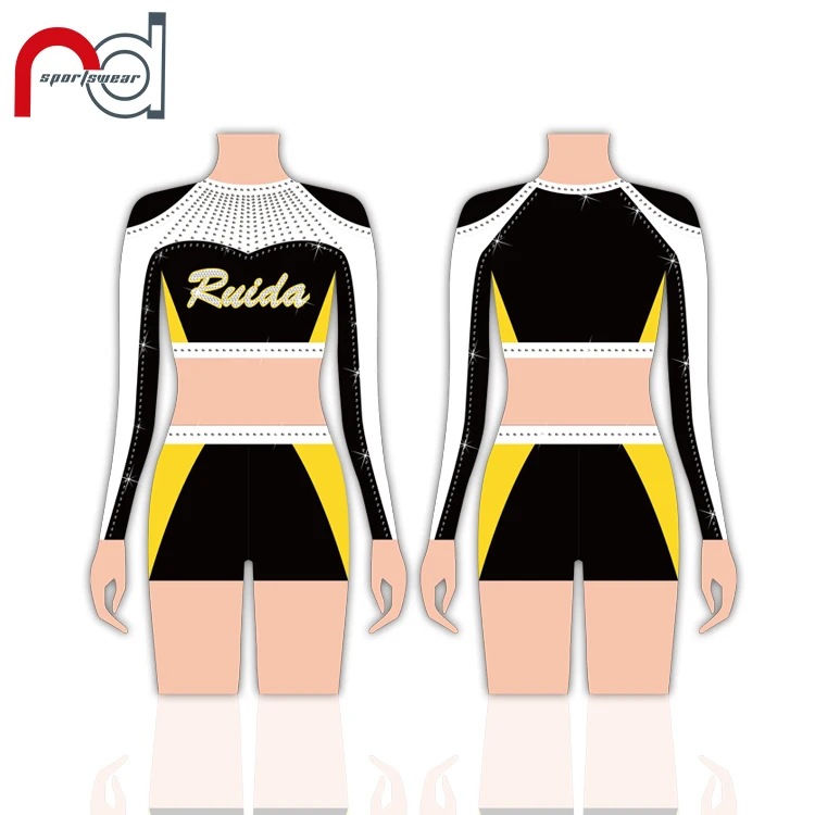 Professional Design Custom wholesale cheer Cheerleading Uniforms For Girls Spandex Sublimation AB crystal