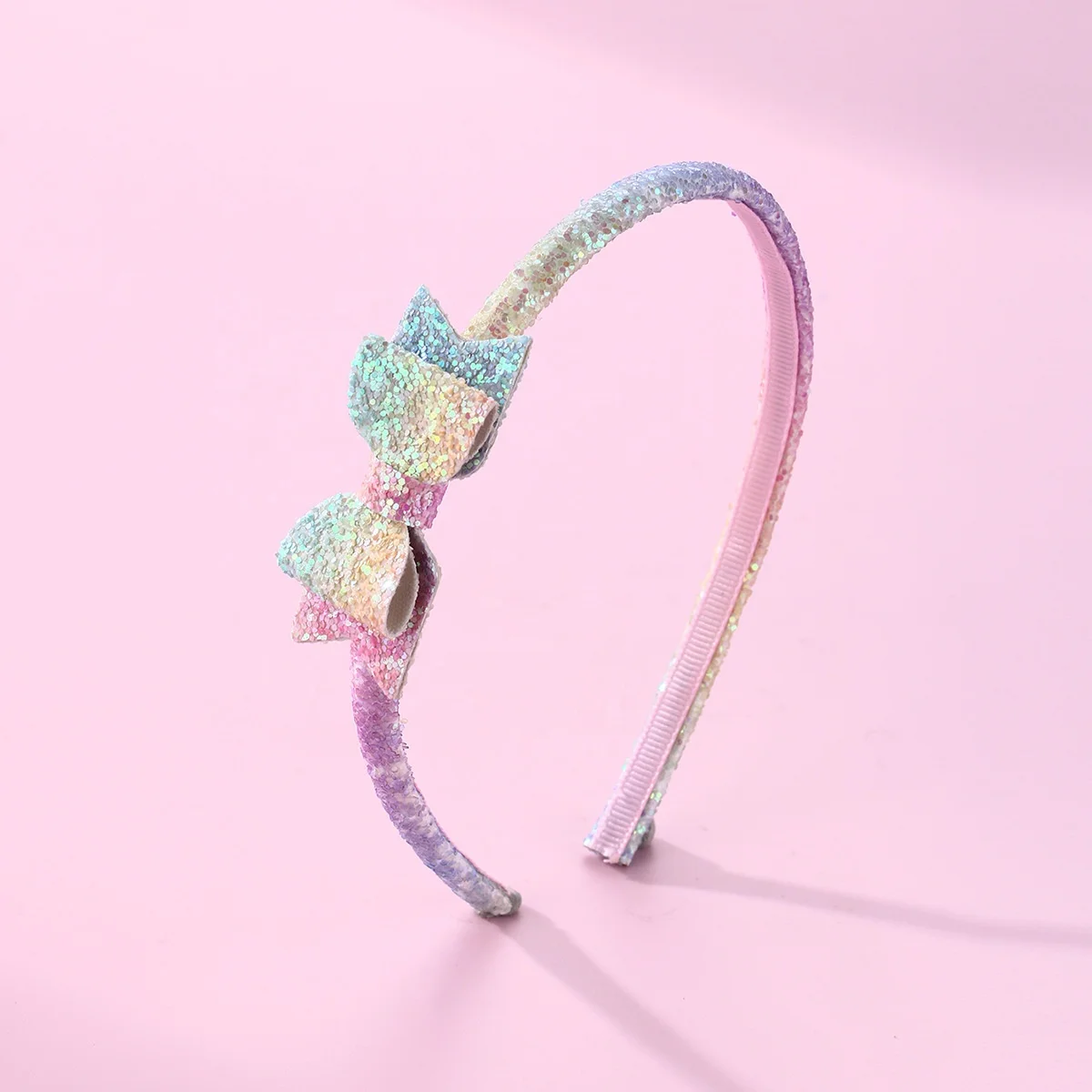 Wholesale Cute Girl Hair Accessories Flash Powder Candy Color Love Cartoon Bow Hair Bands Headband for Kids