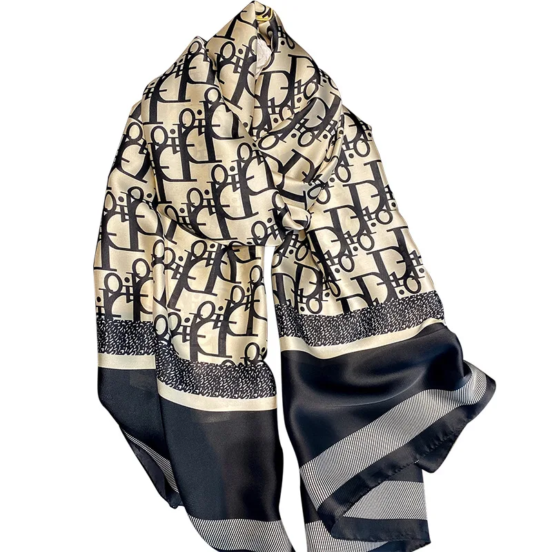 Chinese factory low price Wholesale High quality fashion Logo Print Silk Scarf