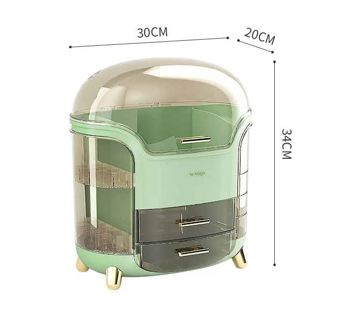 OWNSWING Fashion Plastic Large Capacity Desktop Make Up Storage Box Dustproof Cosmetics Storage Container  Makeup Organizer