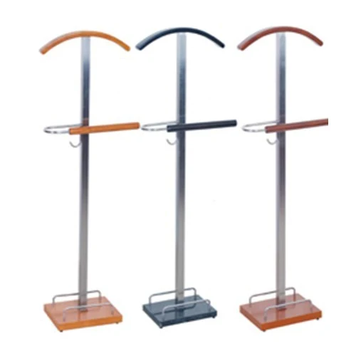
Modern Hotel Room Solid Wood Stainless Steel Valet Suit Stand Coat Rack 