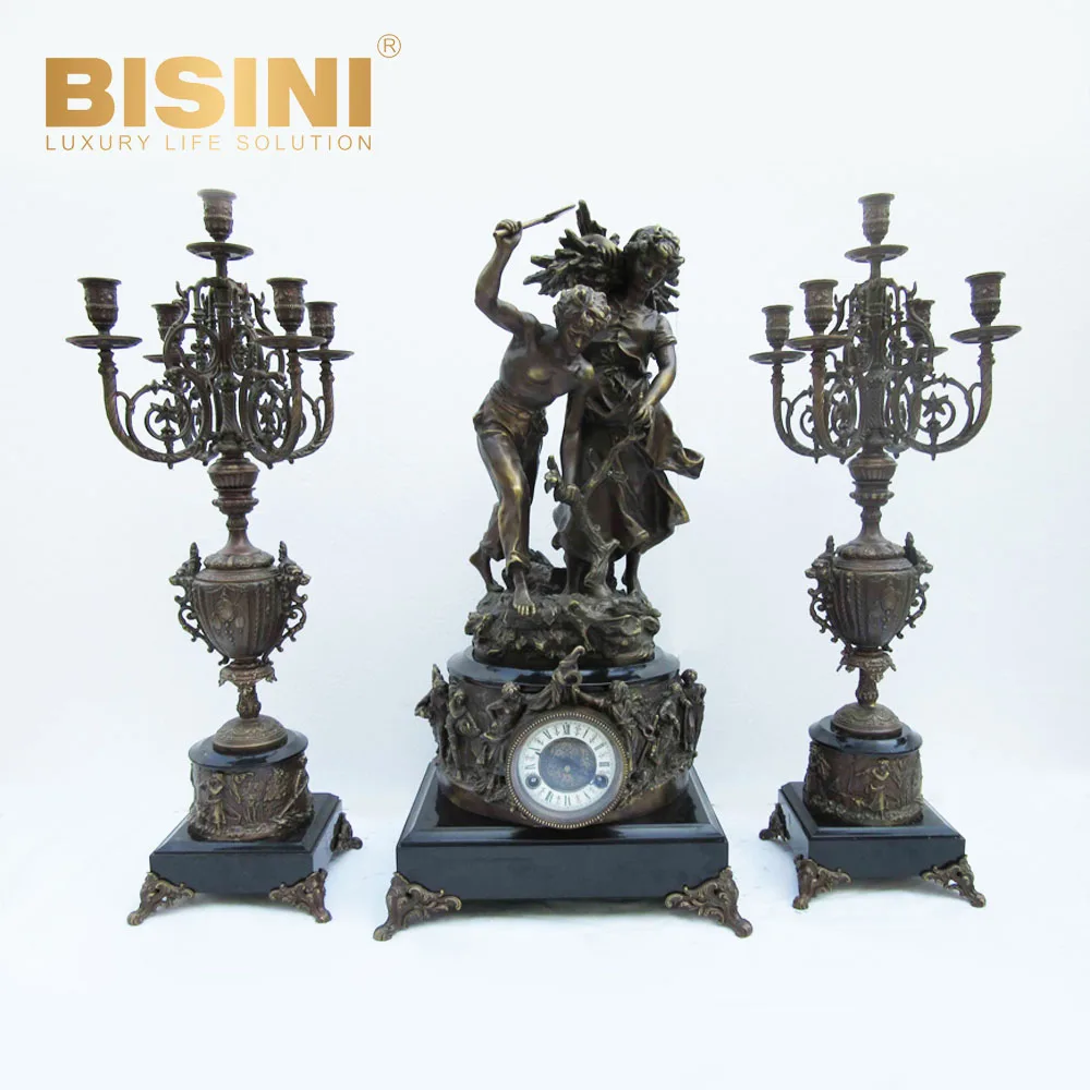 Superb antique European-style elegant beauty Sculpture Classic ornaments marble table clock Cast copper desk clock clock