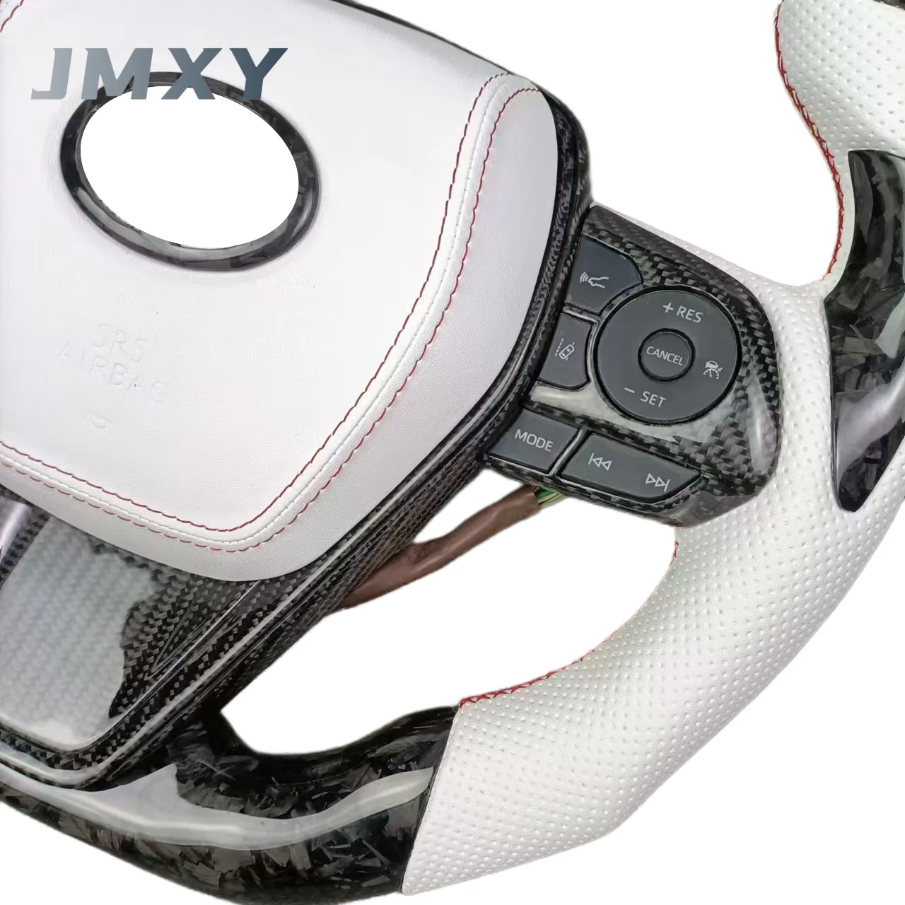 Customised white leather forged carbon fibre steering wheel suitable for Toyota Camry Corolla Highlander steering wheel