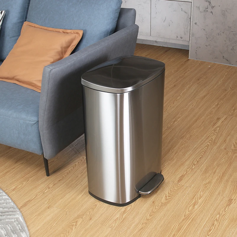 50L Pedal Bins Stainless Steel Step Trash Can Foot Pedal Trash Can Step Garbage Bin in Kitchen, Bathroom , Living Room
