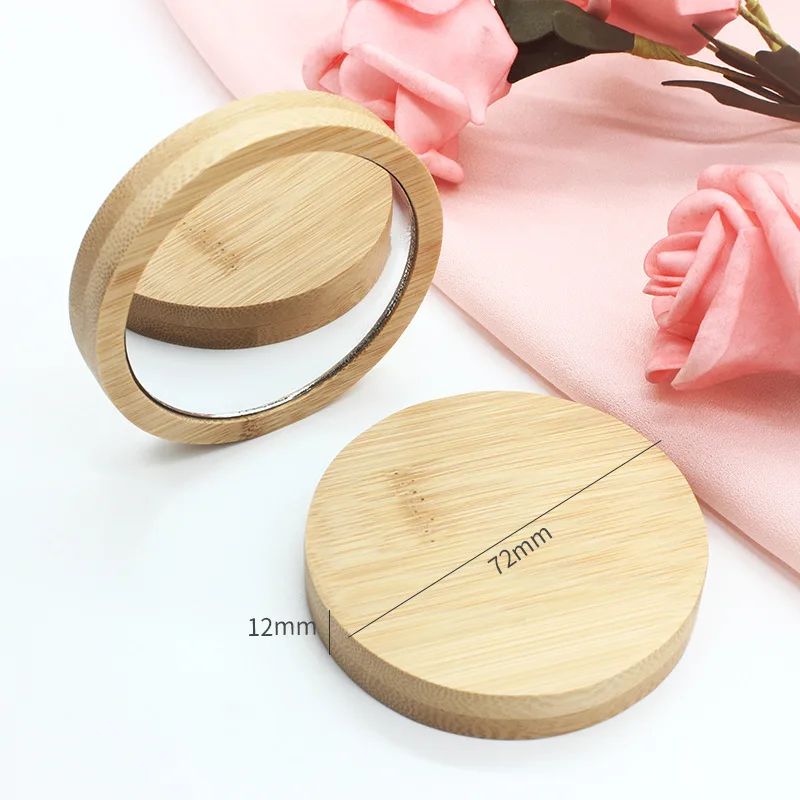 Wood Makeup Mirror Portable Round Mirror Giveaway Personalized Gift Engraved Logo Mirror