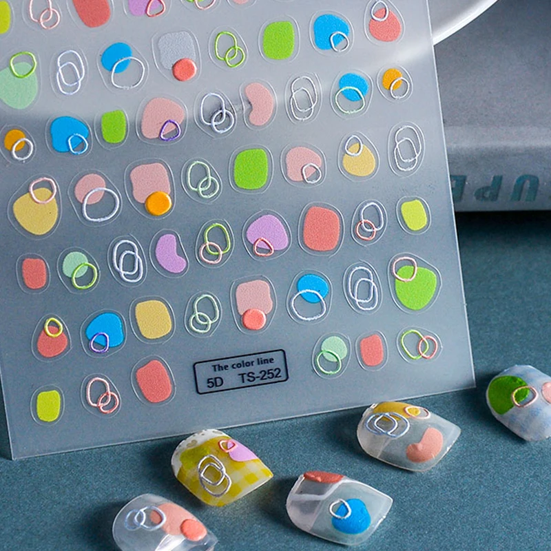 2023 Custom Logo Colorful Line 5d Nail Art Glue Stickers Designer Brands For Decoration